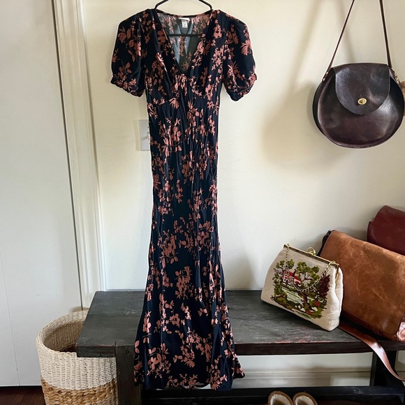 a new day Dresses & Skirts - a new day Black Maxi Dress with Blush Floral Print